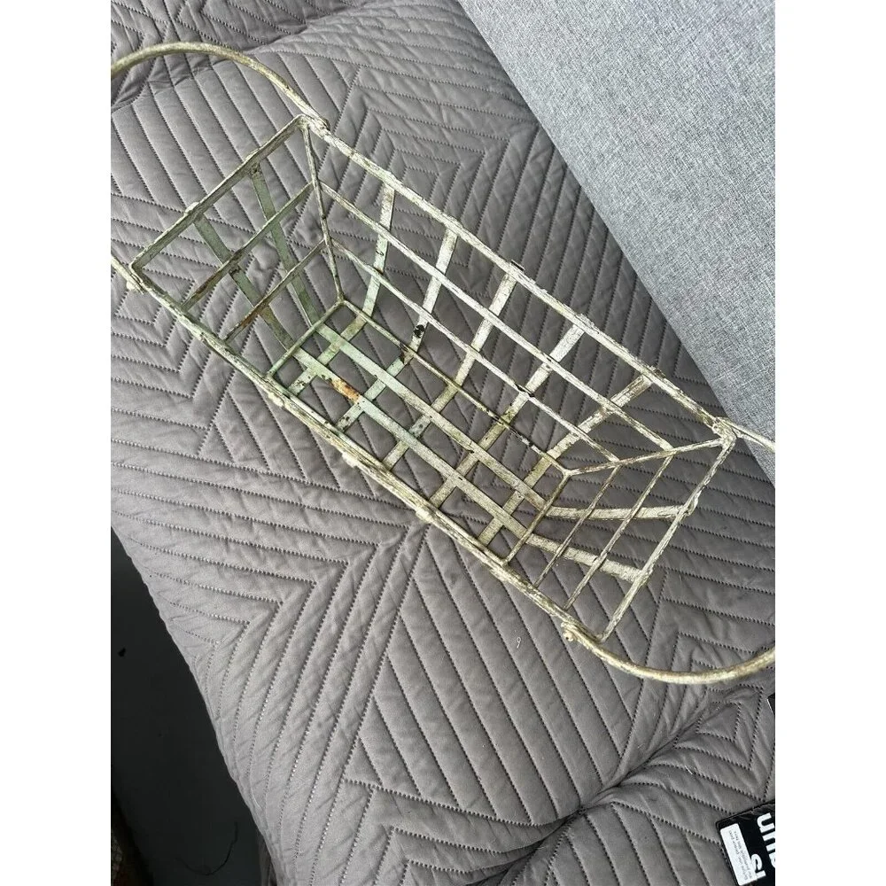 Metal Strap Basket Storage Centerpiece Planter Display Gold Verdigris 2 Handle